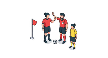 Fototapeta premium Soccer Referee Showing a Yellow Card to a Player During a Match.