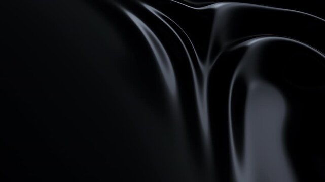 Abstract reflective ripples on black surface. Dark water waves. Satin crumples. Loop 3d render animation
