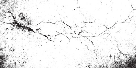 Fototapeta premium Abstract background of grunge white, black damaged rusty crack and scratch wall texture design. Vector grunge cracked texture 