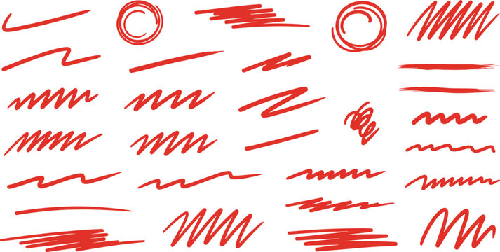 Brushstrokes red marker test vector illustration for expressive line styles