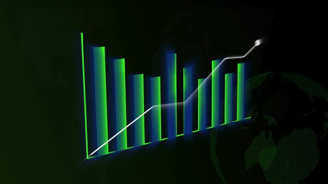 Green bar chart clean digital visualization design for business systems. Green bar chart sustainability concept for analytics scenes. Green bar chart category element.