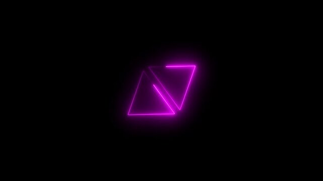 Glowing neon two triangle icon animation.