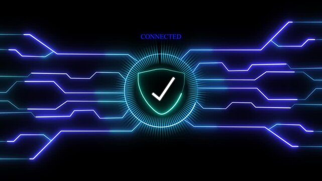 Connected security shield clean digital interface design for protection systems. Connected security shield network concept for data safety. Connected security shield UI category element.