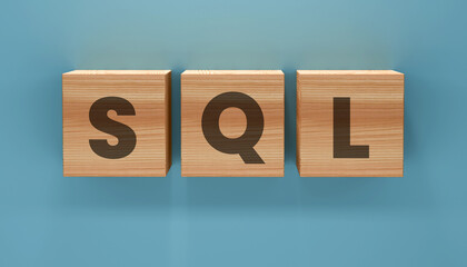SQL Database Management Theme Featuring Wooden Alphabet Blocks Symbolizing Data Storage Query Processing Information Systems And Technology Solutions © Grid Byte Studio