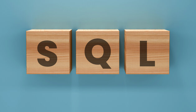 SQL Database Management Theme Featuring Wooden Alphabet Blocks Symbolizing Data Storage Query Processing Information Systems And Technology Solutions