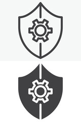 Obraz premium Risk management shield icon in line and solid styles. Outline and filled icon with editable stroke vector sign and symbol. Shield icon for safety and control.