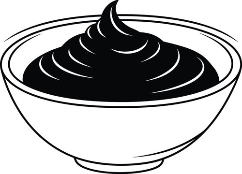 Black pudding in a bowl dessert food white background