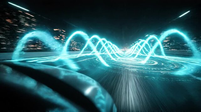 Seamless loop AI performance acceleration visualization, futuristic speed optimization concept.