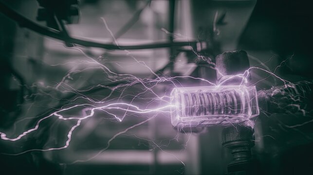 Electrical discharge creating energy sparks in high voltage device