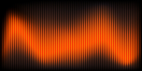 Vertical lines glow in fiery orange hues. Dark backdrop contrasts the vibrant, pulsing light. Abstract pattern suggests energy or sound waves. Ideal for digital design, music visuals, or tech themes © SparkJ Design