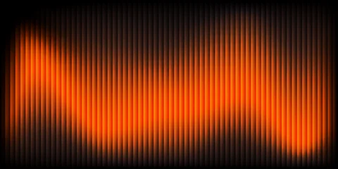 Fotobehang Abstract Vertical lines glow in fiery orange hues. Dark backdrop contrasts the vibrant, pulsing light. Abstract pattern suggests energy or sound waves. Ideal for digital design, music visuals, or tech themes  © SparkJ Design