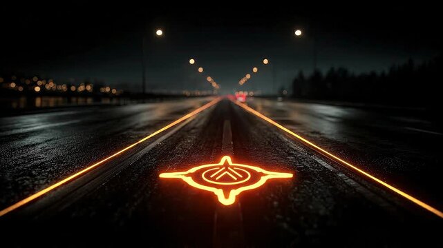 Seamless loop AI integration pathway road, futuristic corporate data flow background.