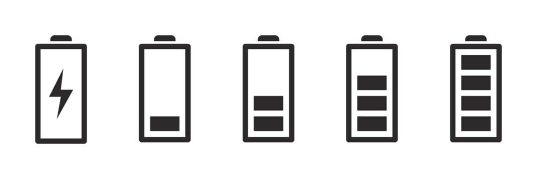 Battery Status Icons Set &ndash; Power Level. Vector. EPS10.