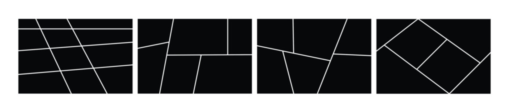 Creative vector Template Collage. Frame layout for photo and brand grid with card illustration in black. Vector illustration of black comic book panels for photo collages.