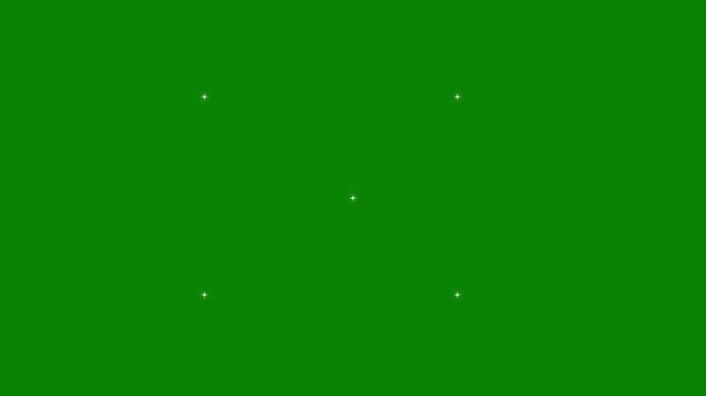 Elegant twinkle star glitter sparkle dust 4K animation, 4k star sparkle vector doodles,  celestial, or outer space themes, glowing light trails, twinkle effect on green screen background