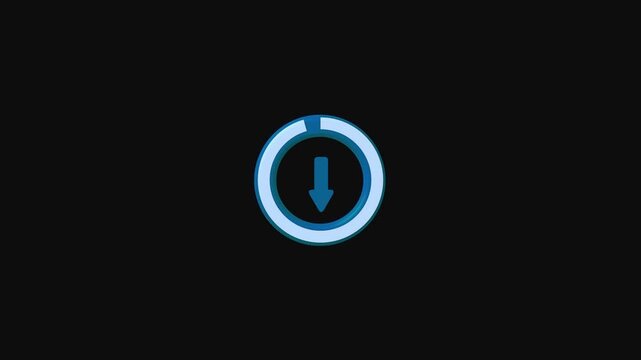 Blue circular download progress bar. Blue circular download progress arrow. Blue circular download progress for system and web data loading.