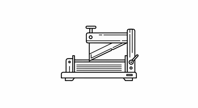 Black and white illustration of a tabletop meat slicer