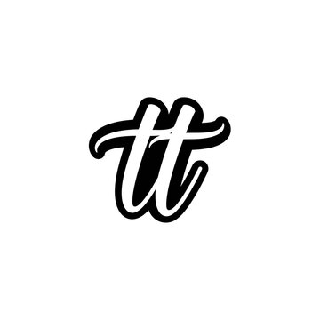 A stylized black and white illustration of lowercase letters tt.