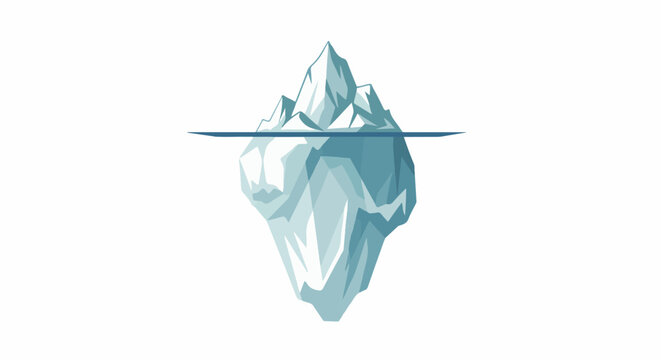 An iceberg, mostly submerged, floats in the water
