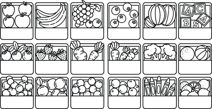 Healthy Food Variety Collection for Kids - Fruits, Vegetables, ABC Blocks