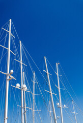 Fototapeta premium Yacht masts on sailing boats in Split marina, croatia