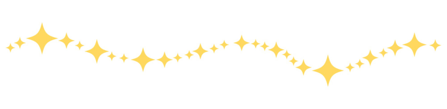 Yellow sparkling star divider separator stardust wavy illustration vector