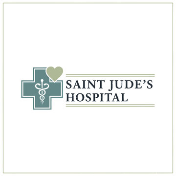 Saint Jude's Hospital logo with cross and heart.