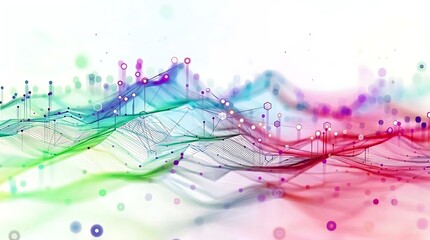 Obraz premium Colorful Abstract Data Waves Network Technology Background With Dots
