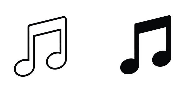 Two contrasting musical note icons with different styles and thickness