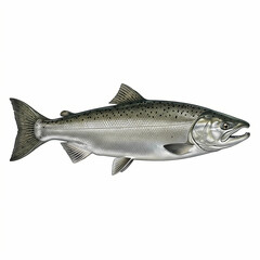 Fototapeta premium A realistic illustration of a silver fish with black spots on its back and fins, isolated on white background