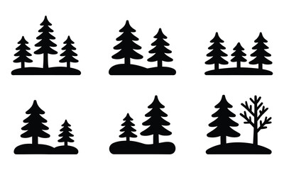 Obraz premium Forests and winter trees icons collection simple graphic design elements.