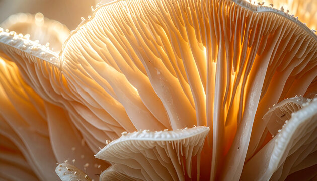 Foto makro abstrak insang jamur tiram