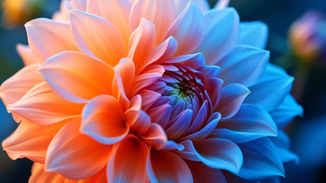 Orange and blue dahlia bloom