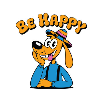 Orrange Dog Cartoon Mascot T-Shirt Design, Bold Typography Vector Graphic Tee