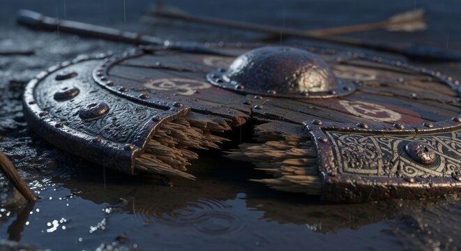 Damaged Viking Shield Rim with Decorative Elements