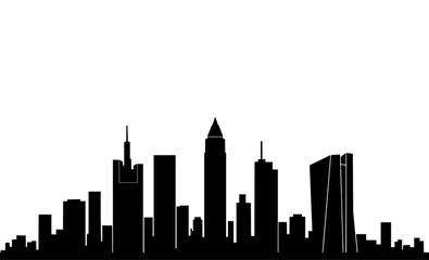 Obraz premium Frankfurt Financial District Skyline Silhouette with Skyscrapers