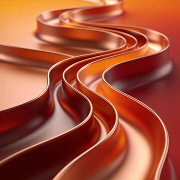 Abstract digital autumn waves, smooth flowing curves.