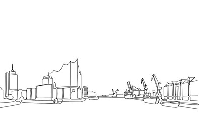 Obraz premium Hamburg Elbphilharmonie Monoline Art Minimalist Background
