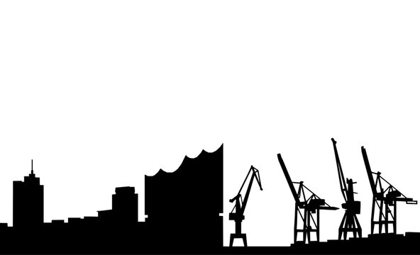 Hamburg Skyline Silhouette with Elbphilharmonie and Harbor