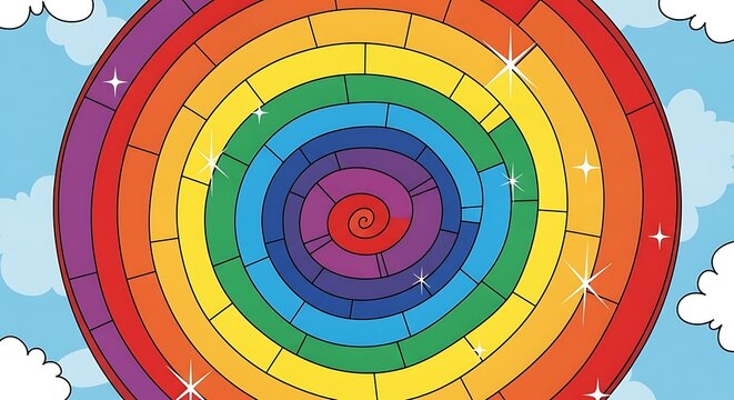 Colorful Rainbow Circle Design Element.