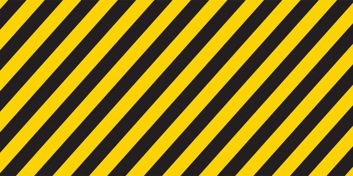 Yellow and black striped lines seamless pattern or texture. Under construction and safety background.