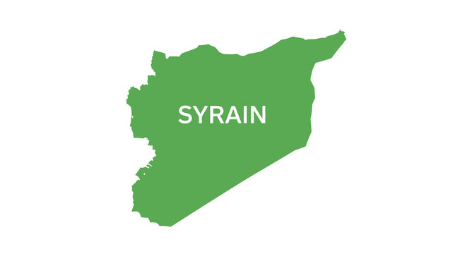 A green map illustration depicts the geographical shape of syria with the nation s name displayed high quality