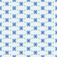 Vector seamless floral pattern with blue flowers on a light blue background © Anastasiia