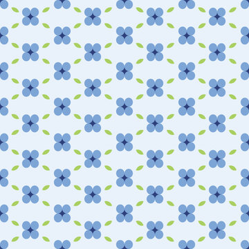Vector seamless floral pattern with blue flowers on a light blue background