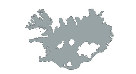 Obraz premium A grayscale outline depicts the geographical shape of iceland showcasing its coastlines and prominent landforms high quality professional