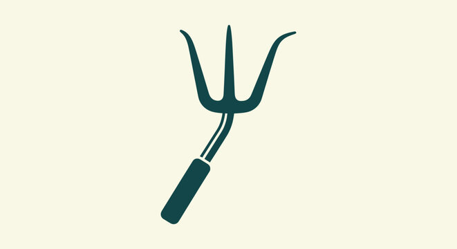 Minimalist Garden Hand Fork Icon for Horticulture and Soil Cultivation Vector Graphic Illustration