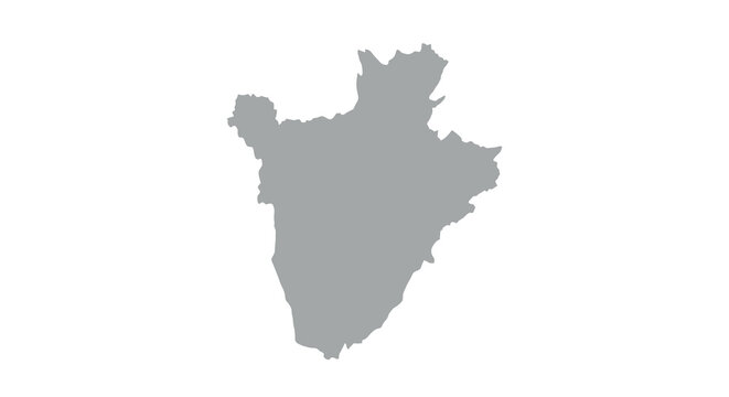 A grayscale silhouette depicts the geographical outline of burundi a landlocked east african nation high quality professional detailed