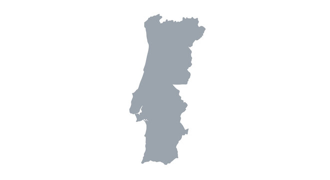 A grayscale outline depicts the geographical shape of portugal showcasing its mainland territory and coastline high quality professional