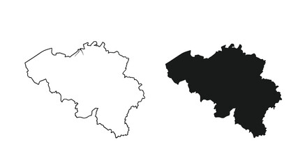 Fototapeta premium A graphic depiction showcases the outline of belgium presented in both a white filled and solid black variation