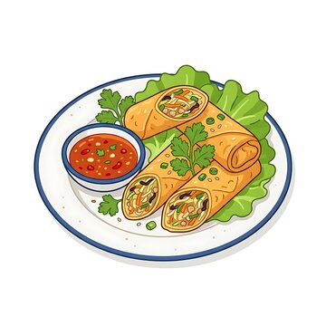 Delicious spring rolls on plate.